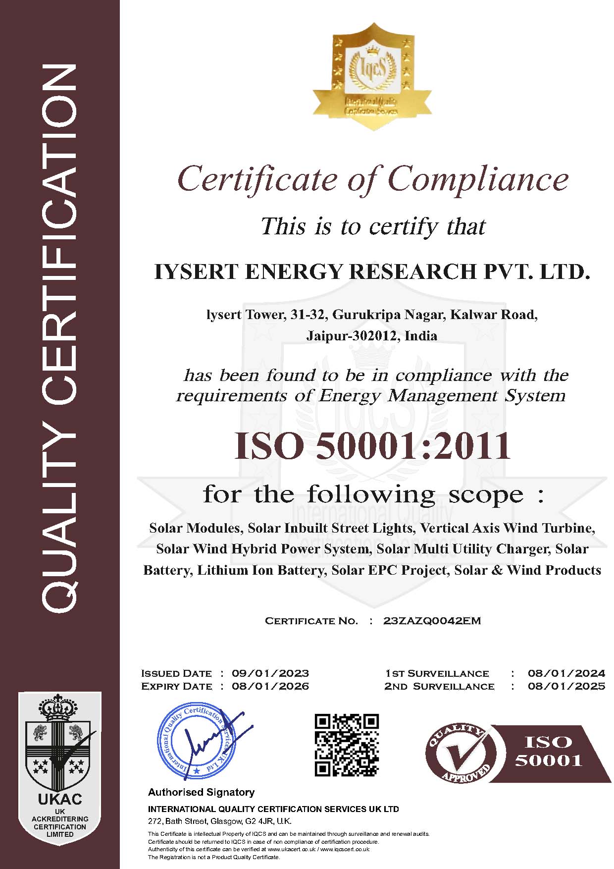 iysert energy certificates